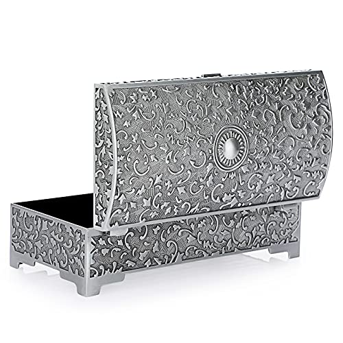 Hipiwe Vintage Metal Jewelry Box Treasure Chest Case Ring Holder, Medium - size: Medium