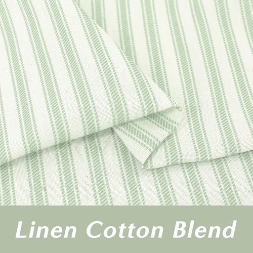 Lino Rosa Sage Green Kitchen Curtains Small 18 Inch Length Sheer Pinch Pleated Curtains with Hooks for Bathroom Window - color: Sage Green, size: 24"W x 18"L (Pack of 2)
