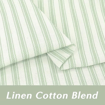 Lino Rosa Sage Green Kitchen Curtains Small 18 Inch Length Sheer Pinch Pleated Curtains with Hooks for Bathroom Window - color: Sage Green, size: 24"W x 18"L (Pack of 2)