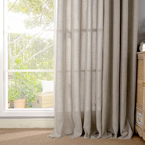 YoungsTex 68 Inch Length Burlap Linen Curtains 2 Panels Set for Living Room - color: Dark Oatmeal, size: 52"W x 68"L (Pack of 2)