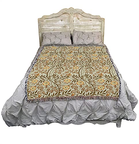Pure Country Weavers William Morris Sweetbriar Mandarin Blanket - Arts & Crafts - Gift Tapestry Throw Woven from Cotton - Made in the USA (72x54) - color: Mandarin, size: Large