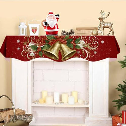 NYZE Christmas Mantel Scarf 60 x 17 Inch Fireplace Mantel Scarf Cover Decoration for Christmas Fireplace Scarf Shelf Top Runner Holiday Winter Home Decor - size: 60 x 17 in, style: Bell