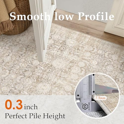 Beige 2x10 Runner Rug Neutral Distressed Carpet - color: Accent | Beige, size: 2' x 10' (Runner)