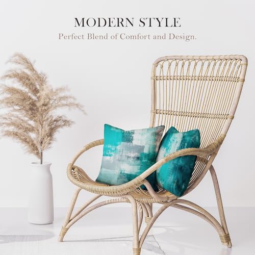 Teal Abstract Throw Pillow Covers 20x20 Set of 4 - color: Teals & Turquoise, size: 20" x 20" (Pack of 4)