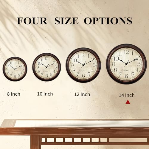 KECYET 14" Wall Clocks Battery Operated Silent for Living Room - color: C_light Bronze, size: 14 Inch