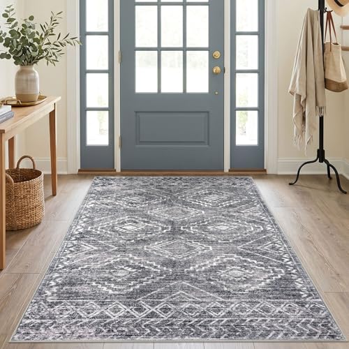 KILOCOCO Area Rug 4'x6' Entryway Rug Washable Living Room Rug, Grey - color: Grey, size: 4' x 6' (Rectangular)