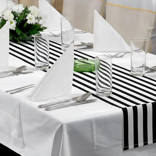 AmazingSpark Striped Table Runner Roll,Black,50' Long X 16" Wide - color: Black, size: 50' Long X 16" Wide