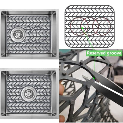 AWOKE Sink Protectors for Kitchen Sink - 13.6"x 11.6" Sink Mat - Heat-resistant Easy-clean Silicone Sink Mat - for Protection of Stainless Steel Sink with 3 Reserved Holes Pack of 2 - size: 13. x 11.6 2PCS