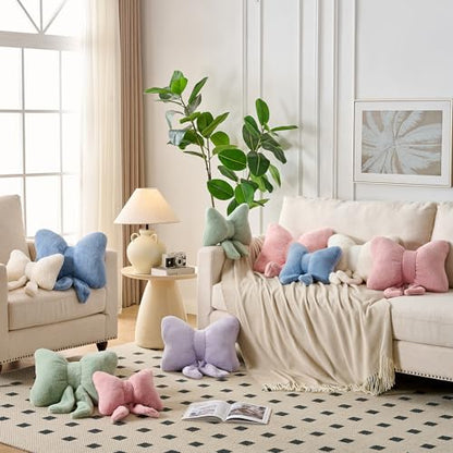 XIAIJIA Bow Pillow, Throw Pillows for Bed, Cute Sage Bow Pillows 12×9 in - color: Sage, size: 12"X 9"