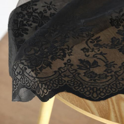 Molaxhome Kitchen Curtains Valance Black Lace Floral Semi Sheer Curtain - color: Black, size: 29"W x 24"L (Pack of 1)