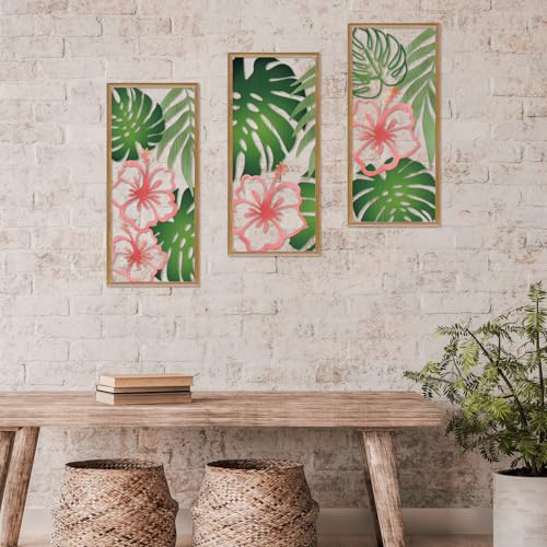 Resama Palm Leaves Metal Wall Decor 3 Pcs Tropical Wall Art - color: Fresh Style