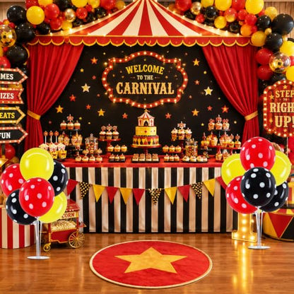 TONIFUL 4 Set Black Red Yellow Polka Balloon Stand Centerpieces for Table - color: Black Red Yellow Polka