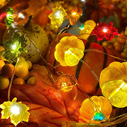 20LED/6.56Ft 3D Fall Lights Pumpkin Thanksgiving Fall Decorations for Home
