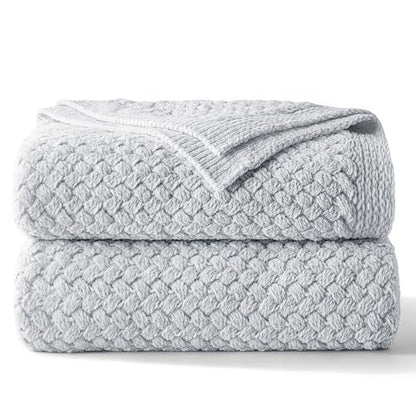Whale Flotilla Summer Chunky Chenille Knit Throw Blanket for Couch Bed Sofa - color: Light Grey, size: Throw(50x60 Inch)