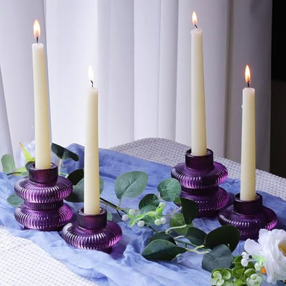 VOHO Set of 6 Purple Taper Candle Holders for Halloween Thanksgiving Gifts - color: Purple
