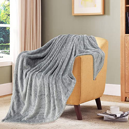 TOONOW Fleece Blanket Super Soft Cozy Throw Blanket 50" x 60", Lightweight Fuzzy Comfy Textured Flannel Blanket Warm Plush Throw Blankets for Couch, Sofa, Bed, Light Grey - color: Light Grey