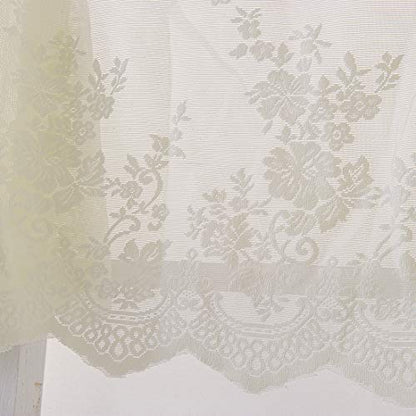 vctops Lace Sheer Kitchen Tier Curtain Set Floral Embroidered Cafe Tiers Rod Pocket Small Half Window Curtains 2 Panels (29" x 35", Beige) - color: Beige, size: 29"W x 35"L (Pack of 2)