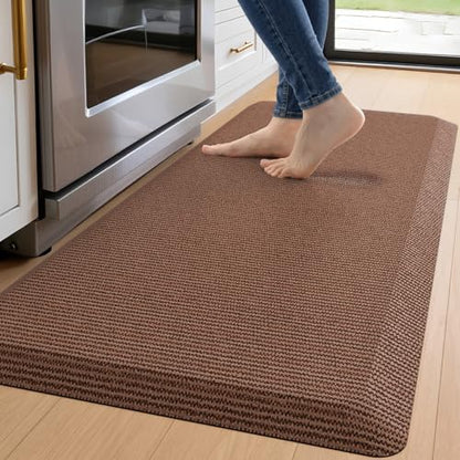 DEXI Anti Fatigue Kitchen Mat Cushioned, 20x47 Waterproof Runner Rug Brown - color: Brown, size: 47"L x 20"W x 0.9"Th