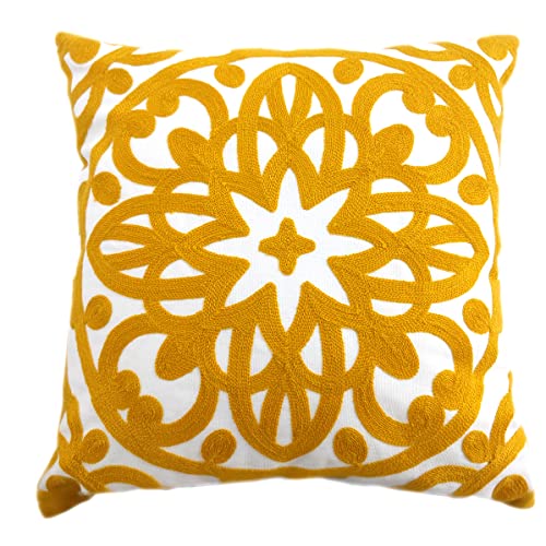 Alysheer Embroidered Decorative Throw Pillow Cover 20"x 20", 1pc Mustard - color: Gold, size: 20" x 20" (Pack of 1)