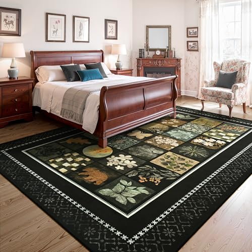 Tepook 5x7 Black Area Rugs for Living Room Bedroom - color: Black, size: 5' x 7' (Rectangular)