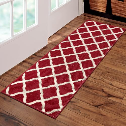 SHACOS Red Runner Rug 2x8 ft Washable Non Slip Low Pile Entryway Rug Runner - color: Red, size: 2' x 8'