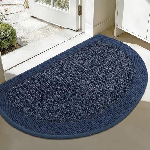 Dirt Trapper Door Mats 26" x 40", Non-Slip & Washable, Blue - color: Blue, size: 26" X 40" (Semicircular)
