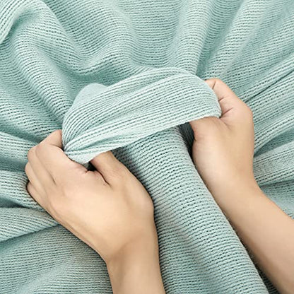 Homiest Light Green Knitted Throw Blanket with Fringe, 50x60 Inch - color: Light Green, size: 50" x 60"