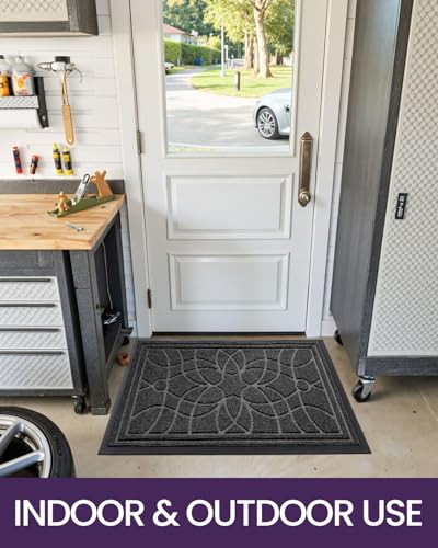 DEXI Front Door Mat Outside Entrance 24x36, Heavy Duty Non Slip, Grey - color: Grey, size: 24" X 36" (Rectangular)