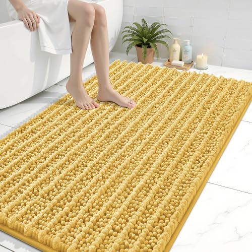 Arotive Bathroom Rugs Mat 47x32, Soft Absorbent Chenille Shaggy Bath Mat - color: Yellow, size: 47" X 32"
