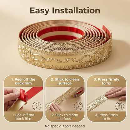 Flexible Wall Trim 16.4 Feet Peel and Stick Molding -Champagne Gold - color: Champagne Gold