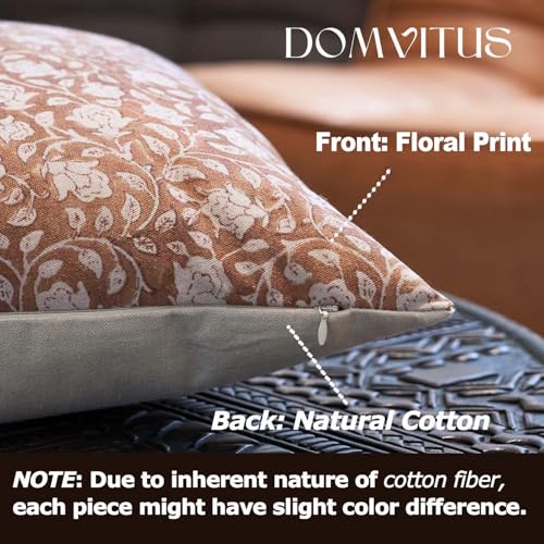 DOMVITUS Floral Pillow Covers 18x18, Throw Pillows for Couch, Floral Print Pillow Cover, Decorative Neutral Accent Throw Pillow Covers for Living Room, 1PC, Brownish Orange - color: Brownish Orange, size: 18" x 18" (Pack of 1)