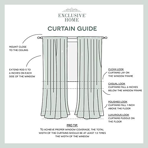 EXCLUSIVE HOME Darma Sheer Linen Rod Pocket Curtain Panel Pair, 50"x96", Black Pearl - color: Black Pearl, size: 50"W x 96"L (Pack of 2)