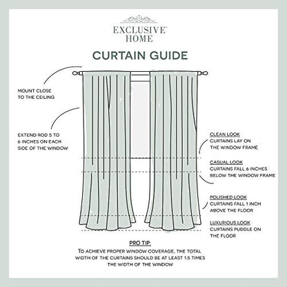 EXCLUSIVE HOME Darma Sheer Linen Rod Pocket Curtain Panel Pair, 50"x96", Black Pearl - color: Black Pearl, size: 50"W x 96"L (Pack of 2)