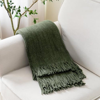 BATTILO HOME Olive Green Throw Blanket for Couch, 60"x80" - color: Olive Green, size: 60 x 80 in.
