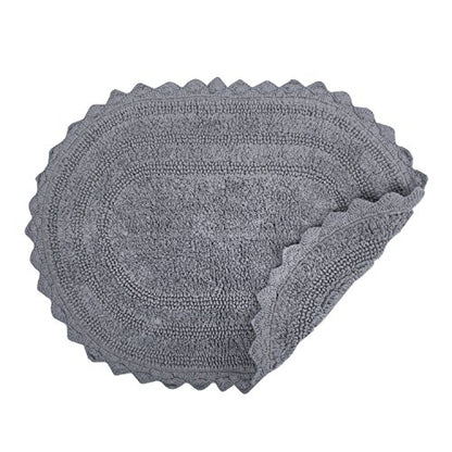 DII Crochet Collection Reversible Bath Mat, Small Oval, 17x24, Gray - color: Grey, size: 1'5" x 2' (Oval)