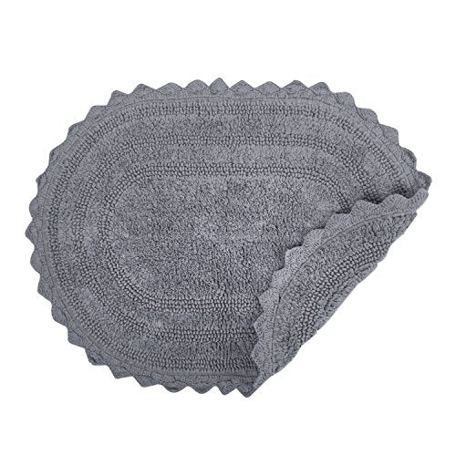 DII Crochet Collection Reversible Bath Mat, Large Oval, 21x34, Gray - color: Grey, size: 1'9" x 2'10" (Oval)