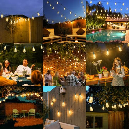Brightever 50FT Outdoor String Lights 27 Bulbs, Waterproof Patio Lights - color: Green Wire Warm White, size: 50FT