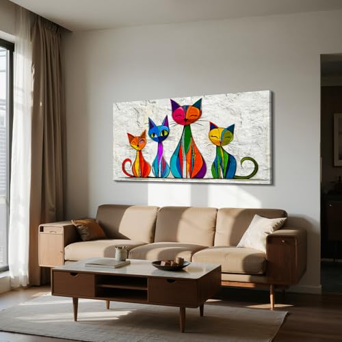 imjiayu Extra Large Canvas Art Modern Abstract Animal Paintings 29"x57" - color: Geometric Kitten, size: 57"L x 29"W