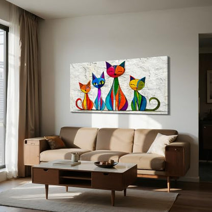 imjiayu Extra Large Canvas Art Modern Abstract Animal Paintings 29"x57" - color: Geometric Kitten, size: 57"L x 29"W