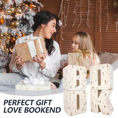 Bookends Book Ends Decorative, Book Design, Modern Bookends for Shelves, Non-Skid Heavy Duty Resin Book Stopper for Books, Resin, 1Pair