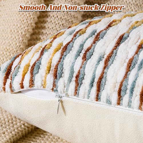 AmHoo Boho Chenille Pillow Cover,18 x 18-Inch Brown - color: Brown, size: 18" x 18" (Pack of 1)