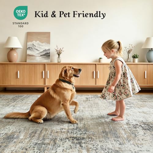 5x7 Area Rugs for Living Room Bedroom, Washable Non Slip Brown Rug - color: Brown, size: 5' x 7' (Rectangular)