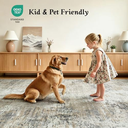 5x7 Area Rugs for Living Room Bedroom, Washable Non Slip Brown Rug - color: Brown, size: 5' x 7' (Rectangular)