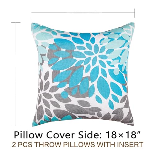 JMGBird Outdoor Throw Pillows Waterproof Outdoor Pillows for Couch - color: Light Blue With White
