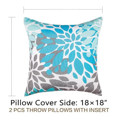 JMGBird Outdoor Throw Pillows Waterproof Outdoor Pillows for Couch - color: Light Blue With White