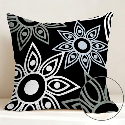 Hexagram Throw Pillow Covers 18x18, Black Outdoor Pillow Covers Set of 4 - color: Black, size: 18" x 18" (Pack of 4)