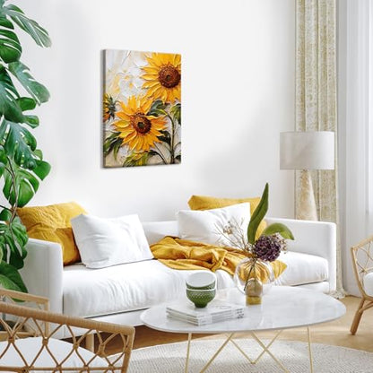 RUMSICH Abstract Sunflower Oil Painting Wall Art 16×24 Inch Canvas Frame - color: sunflower, size: 24"L x 16"W