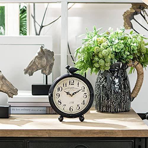 NIKKY HOME Vintage Table Clock with Bird, Desk Clocks, Battery Operated