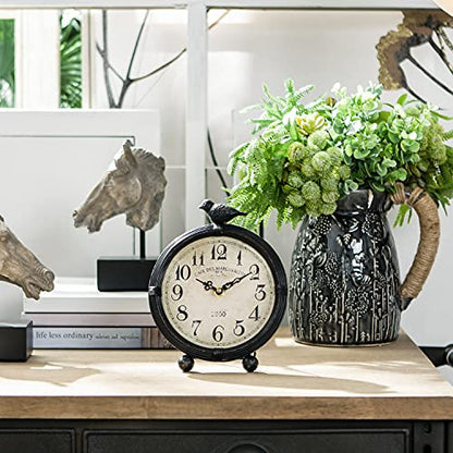 NIKKY HOME Vintage Table Clock with Bird, Desk Clocks, Battery Operated