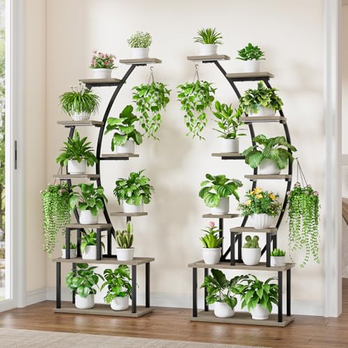 2 Pack Plant Stand Indoor with Grow Lights, 9 Tier Large Tall Plant Shelf
